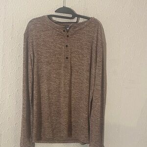 Classic Brown Long Sleeve Henley Shirt Soft Silky Fabric Activities Running